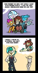 Size: 1162x2222 | Tagged: safe, artist:toonbat, derpibooru import, chancellor neighsay, gallus, ocellus, sandbar, silverstream, smolder, yona, anthro, yak, school raze, betrayal, blatant lies, breasts, busty smolder, busty yona, chains, clothes, crying, cute, female, floating heart, heart, heartwarming in hindsight, hug, interspecies, lying, male, out of character, racism, racismgasm, sandabetes, scene interpretation, school uniform, shipping, straight, student six, sweat, sweatdrop, yonabar, yonabuse