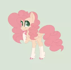 Size: 664x656 | Tagged: safe, artist:roseloverofpastels, derpibooru import, oc, oc:cherry cheesecake, hybrid, pegasus, pony, colored hooves, female, interspecies offspring, magical lesbian spawn, mare, offspring, parent:pinkie pie, parent:princess skystar, parents:skypie, simple background, socks (coat marking), solo