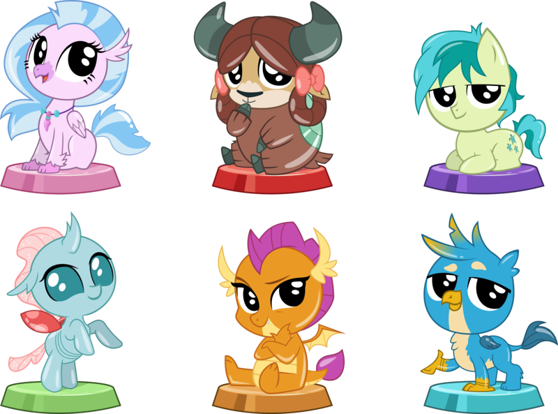 Size: 4769x3535 | Tagged: safe, artist:phucknuckl, derpibooru import, part of a set, gallus, ocellus, sandbar, silverstream, smolder, yona, changedling, changeling, classical hippogriff, dragon, earth pony, gryphon, hippogriff, pony, yak, my little pocket ponies, season 8, spoiler:s08, cute, diaocelles, diastreamies, dragoness, female, gallabetes, male, sandabetes, simple background, smolderbetes, student six, transparent background, weapons-grade cute, yonadorable