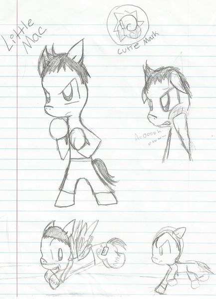 Size: 1428x1980 | Tagged: safe, artist:eeveelutionlova, derpibooru import, ponified, earth pony, pegasus, pony, boxing, doc louis, lined paper, little mac (punch out), nintendo, punch out, sports, traditional art