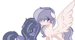 Size: 1588x844 | Tagged: safe, artist:browniepawyt, derpibooru import, oc, oc:crystal amour, oc:moondust, unofficial characters only, pegasus, pony, unicorn, female, mare, offspring, parent:princess flurry heart, parent:star tracker, parent:twilight sparkle, parents:twitracker, simple background, transparent background