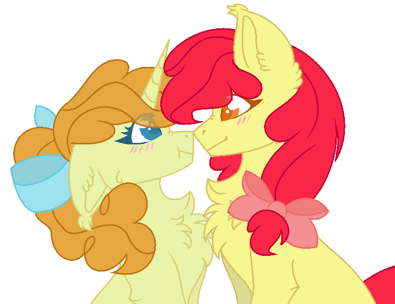 Size: 781x600 | Tagged: safe, artist:browniepawyt, derpibooru import, apple bloom, pumpkin cake, pony, base used, blushing, female, lesbian, older, pumpkinbloom, shipping, simple background, transparent background