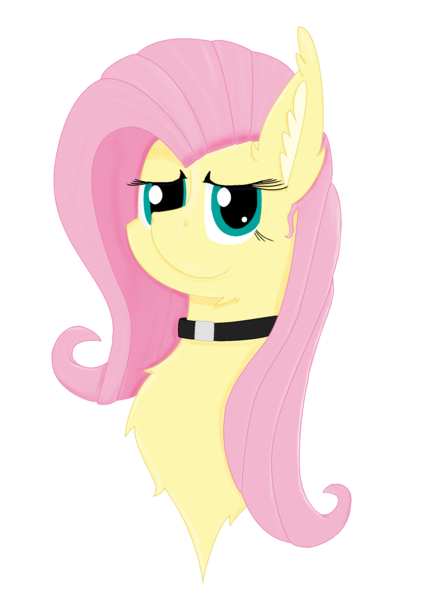 Size: 1936x2592 | Tagged: safe, artist:randomelight, derpibooru import, fluttershy, pegasus, pony, bust, chest fluff, choker, chokershy, simple background, transparent background