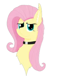 Size: 1936x2592 | Tagged: safe, artist:randomelight, derpibooru import, fluttershy, pegasus, pony, bust, chest fluff, choker, chokershy, simple background, transparent background