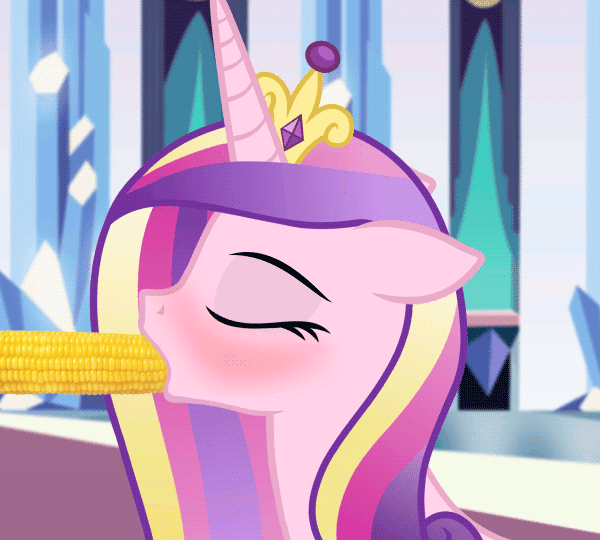 Size: 600x540 | Tagged: suggestive, artist:htpot, artist:the smiling pony, derpibooru import, edit, editor:maikasua, princess cadance, pony, animated, blushing, corn, crown, crystal empire, cute, cutedance, explicit link, eyes closed, female, floppy ears, food, gif, indoors, jewelry, mare, not porn, offscreen character, oral, regalia, sex, throat bulge, vector