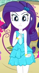 Size: 510x950 | Tagged: safe, derpibooru import, screencap, pinkie pie, rarity, twilight sparkle, a photo booth story, eqg summertime shorts, equestria girls, bare shoulders, cropped, fall formal outfits, offscreen character, sleeveless, solo focus