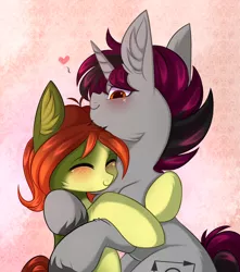 Size: 2588x2932 | Tagged: safe, artist:pesty_skillengton, derpibooru import, oc, oc:punnet, oc:slide hold, unofficial characters only, pony, unicorn, commission, couple, cute, female, love, male, mare, oc x oc, shipping, stallion, ych result