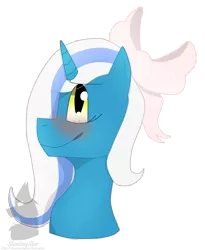 Size: 1949x2373 | Tagged: safe, artist:shiniingstar, derpibooru import, oc, oc:fleurbelle, alicorn, pony, alicorn oc, big eyes, blushing, bow, cute, female, hair bow, horn, long hair, long mane, mare, ribbon, smiling, sweet, wings