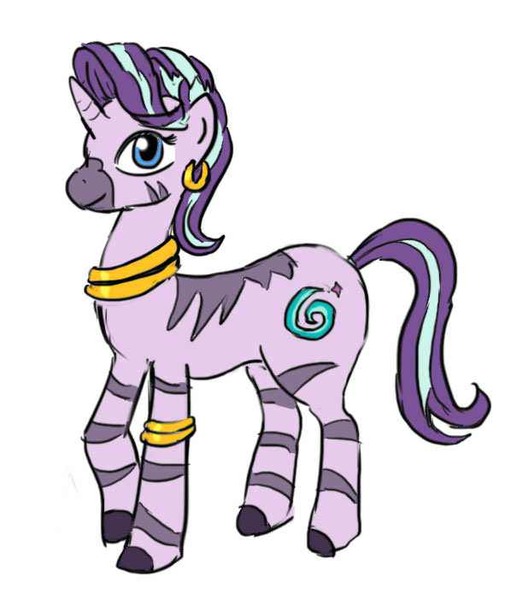 Size: 618x702 | Tagged: safe, artist:fadri, derpibooru import, starlight glimmer, zecora, hybrid, pony, unicorn, zebra, zebracorn, zebroid, commissioner:bigonionbean, fusion, fusion:voodoo charms