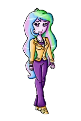 Size: 400x600 | Tagged: safe, artist:ninpeachlover, derpibooru import, princess celestia, equestria girls, bracelet, clothes, high heels, jewelry, principal celestia, shoes