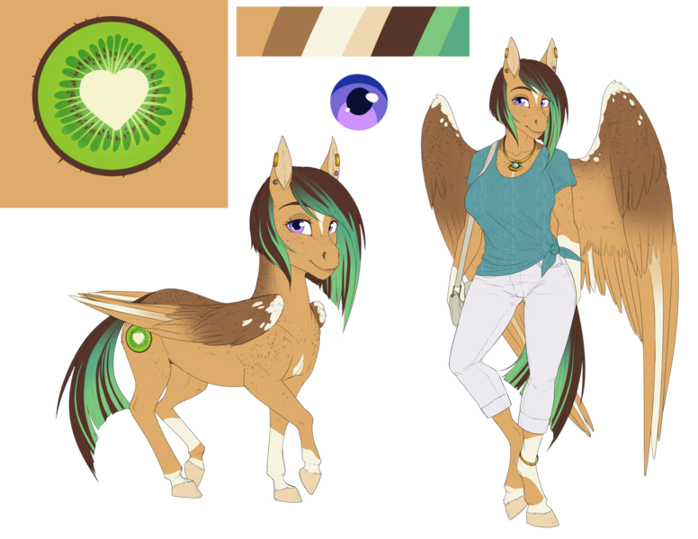 Size: 3300x2550 | Tagged: anthro, anthro oc, artist:askbubblelee, clothes, derpibooru import, female, freckles, mother, oc, oc:kiwi breeze, pants, pegasus, reference sheet, safe, shirt, simple background, solo, transparent background, unguligrade anthro, unofficial characters only