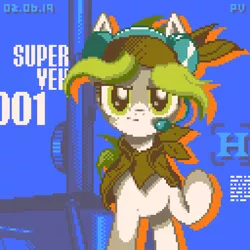 Size: 1024x1024 | Tagged: safe, artist:branewashpv, derpibooru import, oc, oc:green music, earth pony, pony, earth pony oc, eri kasamoto, female, looking at you, metal slug, pixel art