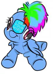 Size: 400x550 | Tagged: safe, artist:ponetistic, derpibooru import, boneless, rainbow dash, pony, blessed, cursed, cursed image, derp face, label, plushie, wide eyes