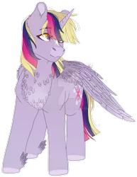 Size: 1024x1329 | Tagged: safe, artist:keeharn, derpibooru import, derpy hooves, twilight sparkle, twilight sparkle (alicorn), alicorn, pony, chest feathers, chest fluff, commission, commissioner:bigonionbean, cross-eyed, cute, cutie mark fusion, fusion, simple background, star on brow, transparent background