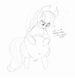 Size: 2761x2852 | Tagged: safe, artist:sirmasterdufel, derpibooru import, applejack, earth pony, pony, applefat, belly, belly button, big belly, chubby, chubby jack, fat, female, mare, obese, solo, stomach noise