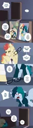 Size: 1280x4932 | Tagged: safe, artist:shinodage, derpibooru import, oc, oc:apogee, oc:delta vee, oc:jet stream, unofficial characters only, pony, ..., angry, argument, baby, baby pony, clothes, comic, couch, crying, cute, delta vee's junkyard, dialogue, door, eyes closed, family photo, female, floppy ears, glasses, male, mare, necktie, onomatopoeia, open mouth, sleeping, smiling, sound effects, speech bubble, stallion, this will end in divorce, vulgar, younger, zzz