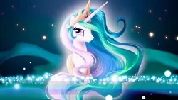 Size: 1920x1080 | Tagged: safe, artist:alanfernandoflores01, artist:gestapwarmhunter, artist:tollaner, derpibooru import, edit, princess celestia, alicorn, pony, cover art, crown, female, jewelry, mare, regalia, solo, song cover, wallpaper