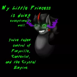 Size: 600x600 | Tagged: safe, artist:sinsays, derpibooru import, part of a set, king sombra, pony, unicorn, ask corrupted twilight sparkle, black background, bust, colored horn, curved horn, dark, dark equestria, dark magic, dark queen, dark world, dream, ear fluff, horn, implied princess twilight, implied shipping, implied straight, implied twilight sparkle, magic, male, part of a series, queen twilight, simple background, solo, sombra empire, sombra eyes, sombra's horn, tattoo, teacher, tumblr, tyrant sparkle, world domination