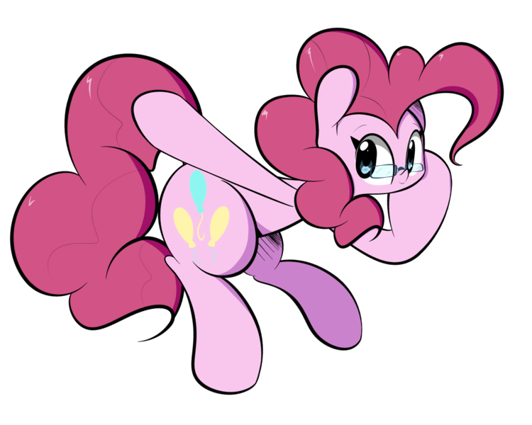 Size: 1280x1024 | Tagged: safe, artist:turtlefarminguy, derpibooru import, pinkie pie, earth pony, pony, female, glasses, looking at you, mare, pose, round ears, simple background, smiling, solo, thick lineart, transparent background