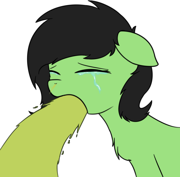 Size: 960x942 | Tagged: questionable, artist:czaroslaw, derpibooru import, oc, oc:anonfilly, unofficial characters only, pony, chest fluff, crying, eyes closed, female, filly, floppy ears, sick, simple background, solo, transparent background, vomit, vomiting