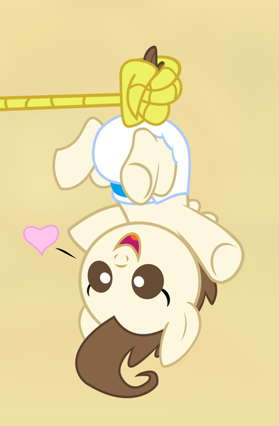 Size: 1014x1549 | Tagged: artist needed, baby, cute, derpibooru import, diaper, discord, heart, hung upside down, poundabetes, pound cake, safe, upside down