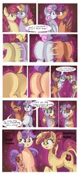 Size: 1416x3080 | Tagged: safe, artist:xjenn9fusion, author:bigonionbean, derpibooru import, apple bloom, dinky hooves, scootaloo, sweetie belle, oc, oc:sparkling apples, oc:sweet scooter, pony, comic:administrative unity, comic:fusing the fusions, bow, butt, comic, commission, commissioner:bigonionbean, confused, cutie mark, cutie mark crusaders, dat butt, dialogue, distress, flank, fuse, fusion, fusion:sparkling apples, fusion:sweet scooter, magic, meme, merge, merging, panic, plot, potion, shocked, swelling, thicc ass, wide hips