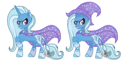 Size: 1024x508 | Tagged: safe, artist:blinkingpink, derpibooru import, trixie, pony, unicorn, leak, spoiler:g5, cape, clothes, cutie mark, female, g5, grin, hat, horn, raised hoof, simple background, smiling, solo, transparent background, trixie's cape, trixie's hat