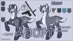 Size: 6000x3400 | Tagged: safe, artist:kuroran, derpibooru import, oc, oc:silver shield, pony, advertisement, pale belly, police, rcf community, reference sheet