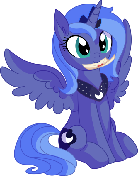 Size: 5847x7451 | Tagged: safe, artist:cyanlightning, derpibooru import, princess luna, alicorn, pony, .svg available, absurd resolution, c:, cute, ear fluff, female, hearts and hooves day, hnnng, holiday, letter, looking at you, love letter, lunabetes, mare, missing accessory, mouth hold, nom, peytral, s1 luna, simple background, sitting, smiling, solo, spread wings, sweet dreams fuel, transparent background, valentine's day, vector, weapons-grade cute, wings