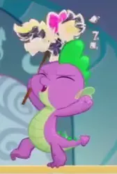 Size: 175x260 | Tagged: claws, cropped, derpibooru import, dragon, eyes closed, male, my little pony: the movie, safe, screencap, solo, songbird serenade, spike, tail