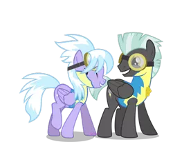 Size: 1024x910 | Tagged: safe, artist:arcticfox1095, artist:chainchomp2, derpibooru import, edit, cloudchaser, thunderlane, pony, wonderbolts academy, clothes, female, image, male, png, shipping, straight, thunderchaser, uniform, vector, wonderbolt trainee uniform