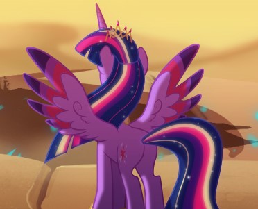 Size: 372x301 | Tagged: safe, artist:light262, derpibooru import, twilight sparkle, twilight sparkle (alicorn), alicorn, pony, comic:timey wimey, colored wings, comic, cropped, crown, female, jewelry, mare, multicolored wings, older, older twilight, rainbow power, rear view, regalia, solo, spread wings, ultimate twilight, wings