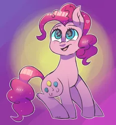 Size: 1200x1300 | Tagged: safe, artist:cosmic-pincel, derpibooru import, pinkie pie, earth pony, pony, cute, diapinkes, female, heart, mare, open mouth, solo