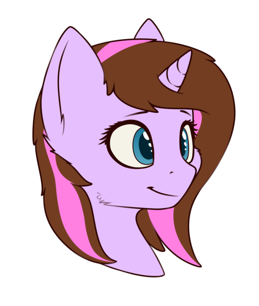 Size: 3122x3690 | Tagged: safe, artist:renderpoint, derpibooru import, oc, oc:violet rose, unofficial characters only, pony, unicorn, blue eyes, brown mane, bust, cheek fluff, commission, female, happy, mare, pink mane, portrait, simple background, smiling, solo, transparent background, two colour hair, wip