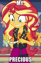 Size: 500x764 | Tagged: safe, derpibooru import, edit, edited screencap, screencap, sunset shimmer, equestria girls, equestria girls series, rollercoaster of friendship, cropped, cute, faic, female, geode of empathy, gollum, lord of the rings, magical geodes, meme, reference, shimmerbetes, smeargle, smiling, this will end in insanity, tickets