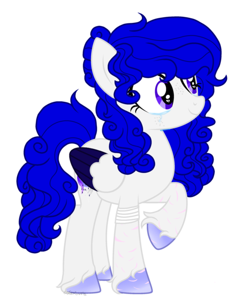 Size: 1024x1261 | Tagged: safe, artist:seaswirlsyt, derpibooru import, oc, oc:sea swirls, unofficial characters only, pegasus, pony, blue hair, blue mane, blue tail, female, folded wings, mare, raised hoof, scar, simple background, solo, teary eyes, transparent background, two toned wings, white coat, wings