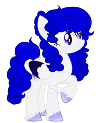 Size: 1024x1261 | Tagged: safe, artist:seaswirlsyt, derpibooru import, oc, oc:sea swirls, unofficial characters only, pegasus, pony, blue hair, blue mane, blue tail, female, folded wings, mare, raised hoof, scar, simple background, solo, teary eyes, transparent background, two toned wings, white coat, wings