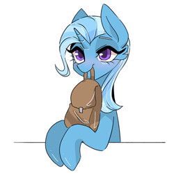 Size: 600x600 | Tagged: safe, artist:seamaggie, derpibooru import, trixie, pony, unicorn, animated, bag, blinking, colored pupils, cute, diatrixes, ear twitch, female, gif, mare, solo, tail flick, to saddlebags and back again