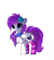 Size: 860x941 | Tagged: safe, artist:little-sketches, derpibooru import, oc, oc:lavanda, pegasus, pony, clothes, eye clipping through hair, female, mare, simple background, socks, solo, striped socks, white background