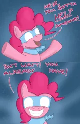 Size: 1080x1680 | Tagged: safe, artist:hoofclid, derpibooru import, pinkie pie, earth pony, pony, comic, dialogue, female, mare, smiling, snaponka, snappy pie