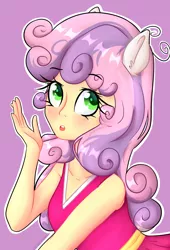 Size: 3978x5858 | Tagged: absurd resolution, artist:girlunicorn, derpibooru import, eared humanization, female, human, humanized, pony ears, safe, simple background, solo, sweetie belle, white outline