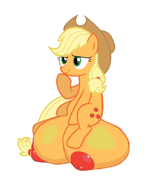 Size: 660x790 | Tagged: questionable, derpibooru import, edit, editor:proto29, applejack, pony, unicorn, big crotchboobs, cowboy hat, crotchboobs, crotchboobs on floor, female, hat, huge crotchboobs, impossibly large crotchboobs, nipples, nudity, sitting on crotchboobs, solo, solo female