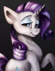 Size: 1000x1300 | Tagged: safe, artist:rottengotika, derpibooru import, rarity, pony, simple background, solo