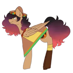 Size: 1369x1369 | Tagged: safe, alternate version, artist:blacksky1113, derpibooru import, oc, oc:pancita, unofficial characters only, pegasus, pony, boots, clothes, ear piercing, earring, female, freckles, hat, jewelry, mare, mexican, multicolored hair, piercing, poncho, shoes, simple background, socks, solo, sombrero, transparent background