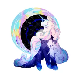 Size: 1240x1240 | Tagged: safe, artist:hotaruto02, artist:廢海夜權, derpibooru import, ponified, pony, unicorn, clothes, cookie run, cosplay, costume, crown, female, jewelry, moonlight cookie, not flurry heart, regalia, solo, stylized