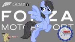 Size: 480x270 | Tagged: safe, artist:forzaveteranenigma, derpibooru import, oc, oc:assetto-forza massimo, oc:monza, unofficial characters only, pegasus, pony, autodromo nazionale monza, digital art, forza motorsport 7, read description, watermark