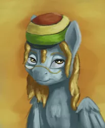 Size: 3000x3648 | Tagged: safe, artist:terrafomer, derpibooru import, derpy hooves, pegasus, pony, bust, dreadlocks, female, glasses, hat, portrait, rasta, rastafarian cap, solo, wings