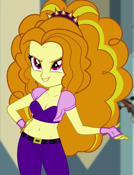 Size: 830x1080 | Tagged: suggestive, derpibooru import, edit, edited screencap, editor:ah96, screencap, adagio dazzle, equestria girls, rainbow rocks, belly button, breast edit, breasts, cleavage, clothes, cropped, evil grin, female, fingerless gloves, gloves, grin, hips, lingerie, lingerie edit, purple underwear, sexy, show accurate, smiling, solo, solo female, spiked headband, thighs, underwear, underwear edit