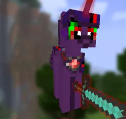 Size: 397x374 | Tagged: safe, artist:gamerthepegasus, derpibooru import, twilight sparkle, twilight sparkle (alicorn), alicorn, pony, ask corrupted twilight sparkle, 3d, color change, colored horn, corrupted, corrupted element of harmony, corrupted element of magic, corrupted twilight sparkle, curved horn, dark magic, dark queen, darkened coat, darkened hair, female, horn, jewelry, magic, minecraft, necklace, pixel art, possessed, queen twilight, regalia, skin, solo, sombra eyes, sombra's horn, tumblr, tyrant sparkle