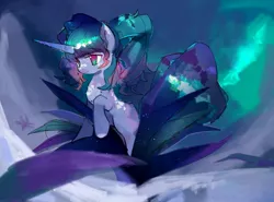 Size: 1920x1422 | Tagged: safe, artist:crossazaphael, derpibooru import, oc, oc:66.34n, pony, unicorn, aurora borealis, cold, firn, maguey, plant